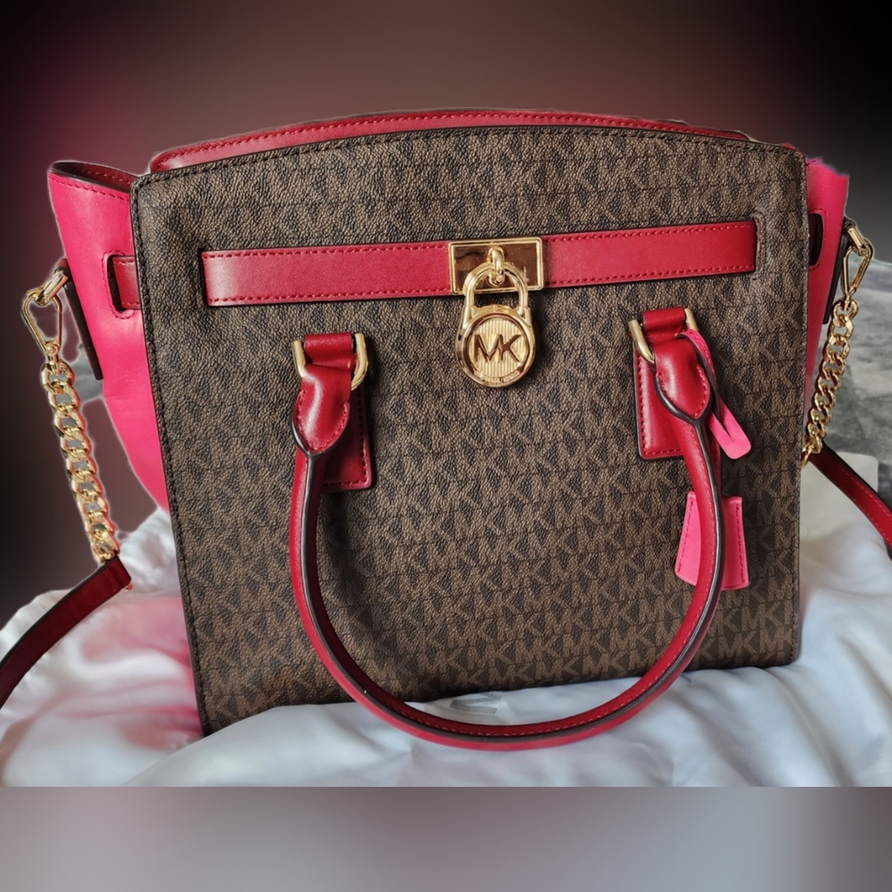 Michael Kors Hamilton Large East West Satchel, Colorblock Burgundy